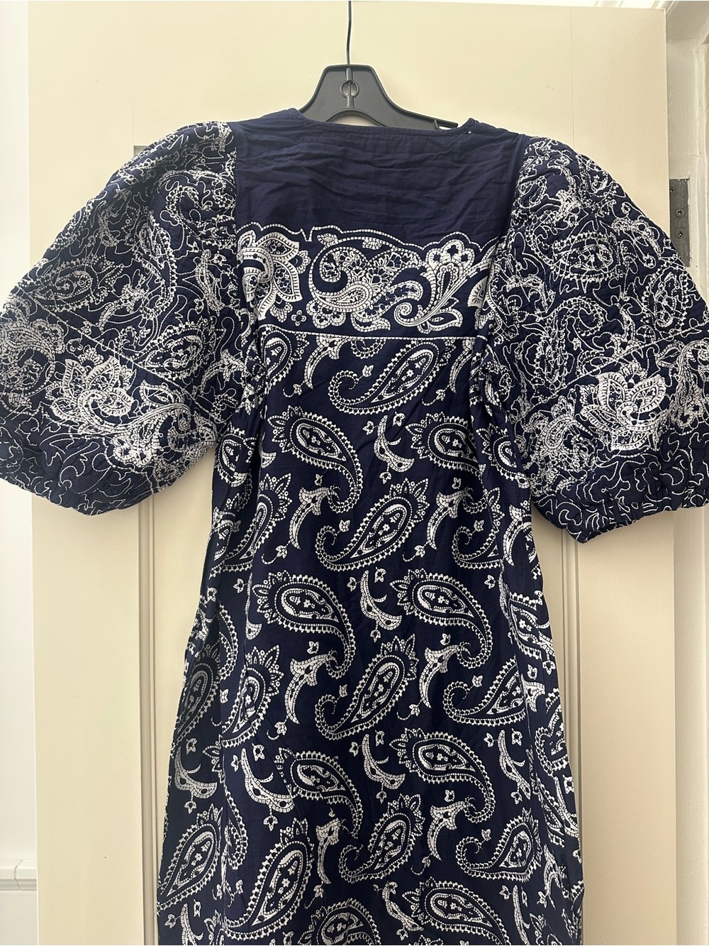 Sea New York Navy & White Paisley Midi Dress with Puff Sleeves - Picture 2 of 7